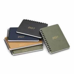 Hard Cover Custom Inside Pages Monthly Weekly Daily Spiral Binding Pocket Calendar for Professionals