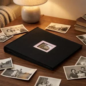 Hard Linen Cover Photo Album with Front Window and Glassine Paper, 4×6 for Wedding Baby Family Graduation