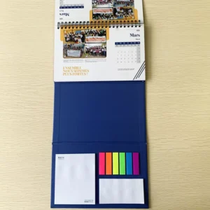 Hardcover Flip Desk Calendar with Sticky Notes, Notepad, Index Tabs and Cards