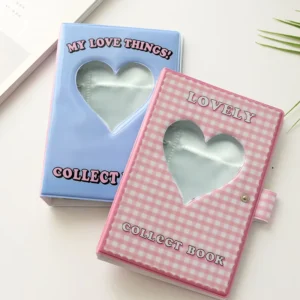 Heart Hollow-Out Photo Album with Button 64 Pockets Card Pack