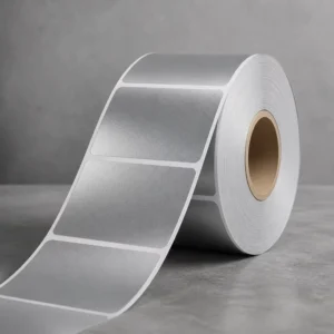 Heavy Duty Matte Silver PET Asset Labels, High Temperature Resistant Permanent Adhesive Rolls for Industrial Equipment
