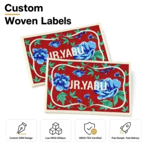 High Density Fabric Low MOQ Private Label Custom Woven Apparel Tags