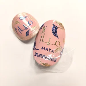 High Gloss Color Coating Embossed Perfume Stickers Egg Shaped Pink Gold Custom Luxury Bottle Labels