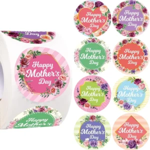 High Quality 500 Sheets Roll Mother’s Day Happy Festival Decorative Stickers Gift Labels Round Sealing Labels Stickers