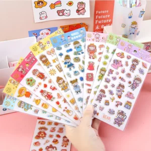 High Quality Custom Stickers Cute Cartoon Lovely Girl Stickers Custom Packing Stickers