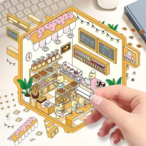 High-quality PET Die-cut Cartoon Cute Bao Bao’s Bakery Landscape Stickers 3D Decorative Stickers