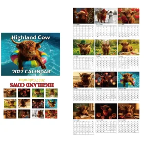 Highland Cow Hanging Wall Calendar