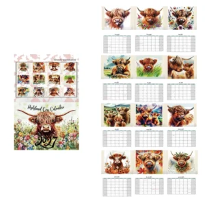 Highland Cow Home Office Wall Calendar