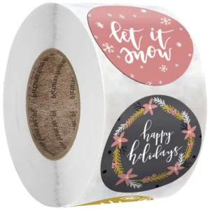 Holiday Label Stickers 500pcs Roll Merry Bright Noel Greeting Sealing Adhesive Christmas Stickers