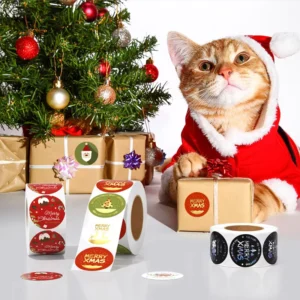 Holiday Labels Festive Printed Self Adhesive Stickers for Gift Wrapping and Product Packaging