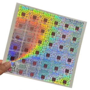 Holographic 5×7 Custom Die-Cut Security Stickers with Security Thread PET Material