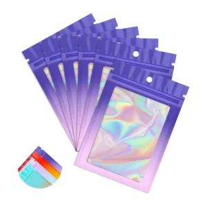 Holographic Aluminum Foil Odor-Proof Resealable Mylar Food Storage Pouches for Chewing Gum