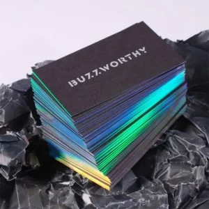 Holographic Foil Edge Printing Blank Black Calling Cards Business Card Custom Logo