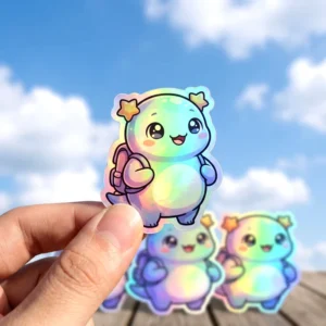 Holographic PVC Vinyl Eco-Friendly Waterproof Die-Cut Cartoon Stickers for Water Bottle Laptop