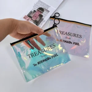 Holographic PVC Ziplock Cosmetic Pouch for Small Jewelry