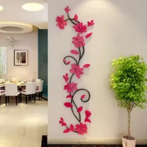 Home Decor Flower Acrylic Wall Sticker Waterproof Stickers Rose Decorative Living Room Background 3D Wall Sticker