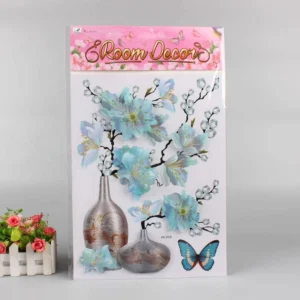Home Decoration Wall Stickers 7D 8D Vase Flower Decorative Sticker Wall Sticker 3D Family Decor for Door Desk Party Supplies
