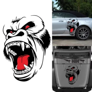 Horror Ape Totem Car Sticker Pickup Truck Window Hood Animal Decoration Side Door Vinyl Sticker Auto Accessories