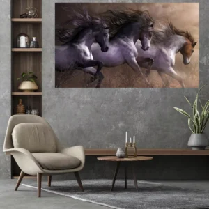 Horse Oil Painting Print Three Horses Living Room Wall Poster Decor