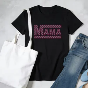 Hot Fix Rhinestone MAMA Heat Transfer Design Stretch Flatback Round