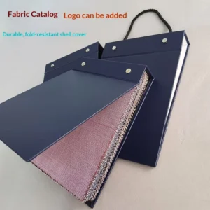 Hot-Stamped Gold Silver Paperboard Fabric Swatch Catalog Book with Handle for Textile Sample Display