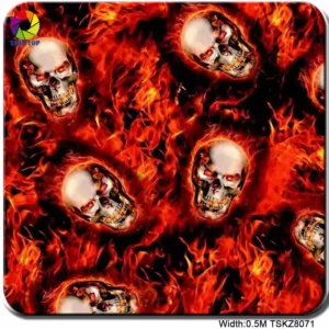 Hydrographic 50cm Skull & Flame Pattern PVA Film Water Transfer Printing Film for Plastic, Metal & Ceramics