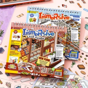 Immersive Interactive Storage Supermarket & Food Themed Scene Stickers Puzzle Activity Kit for DIY