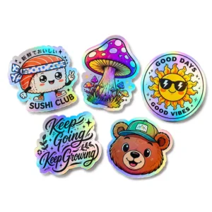 Impresora De Stickers Custom Anime Holographic Foil Waterproof Cartoon Vinyl Sticker Paper Printing Logo Label