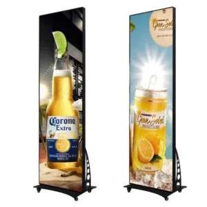 Indoor Foldable LED Digital Signage Poster Display Screen IP43 Waterproof HDR10+ 500cd WiFi 4G USB P2.5
