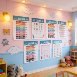 Indoor Hanging Custom Designed Kids Learning Poster for Kindergarten Pre K UV Resistant Eco Friendly Cartoon Style