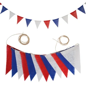 Indoor Outdoor Pastel Yellow Linen Triangle Bunting Flag Hanging String Banner for Weddings and Parties