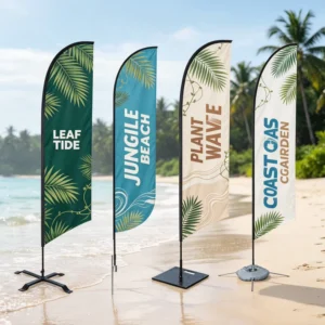 Indoor Outdoor Teardrop Feather Banner Flag with Custom Single-Sided Heat Transfer Logo, 110g