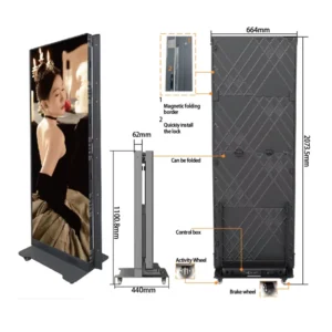 Indoor P1.86 HD Wireless Portable Foldable LED Poster Display