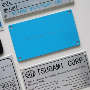 Industrial Machinery Aluminum Nameplate with Anodized Screen Printing and Stamping