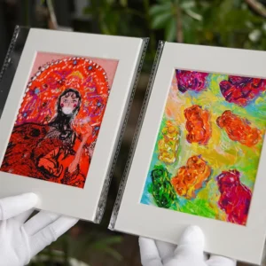 Ink-Printed Acid-Free Cardstock Framed Poster with Micro-Spray Finish, Illustrated Art, and Celebrity Photo