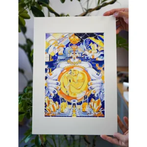 Ink printed Acid Free Cardstock Poster PVC Frame Micro Spray Finish Framed Decorative Painting Featuring Illustrated