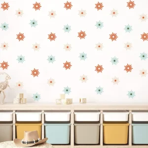 Ins Style Small Daisy Flower Wall Stickers for Bedroom and Living Room, Self-Adhesive DIY