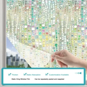 Iridescent Rainbow Static Cling Window Film Non-Adhesive Privacy Glass Sticker Anti-Peep Sun-Blocking Window Covering