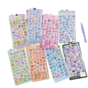 Japanese 3D Relief PVC Cartoon Reusable Puffy Bubble Bonbon Drop Stickers for Home Decoration