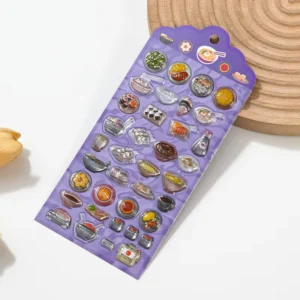 Japanese Cartoon Food Embossed Crystal 3D Planner DIY Sticker