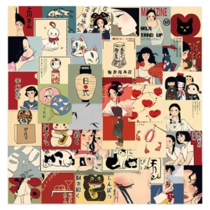 Japanese Culture Graffiti Poster Stickers for Luggage, Bottles, Cups, Laptops, and Windows