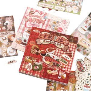 Japanese-Style Cute Food and Cat Adhesive Stickers for Scrapbooking and DIY Crafts
