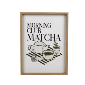 Japanese Style Matcha Tea Line Art Canvas Wall Poster with Wood Frame