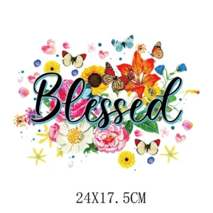 Jesus Blessed Faith DTF Heat Transfer Logos Water-Resistant Washable for T-Shirts