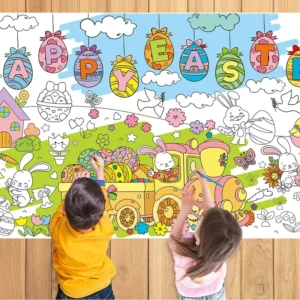 Jumbo Easter Parent Child Graffiti Coloring Poster Custom Educational DIY Doodle Scroll Tablecloth Banner for Wall Art Decor