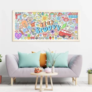 Jumbo Stay Groovy Coloring Poster Custom Boho Patterns DIY Drawing Color Blank Doodle Art Banner for School Event Party