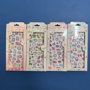 Kawaii Pastel Crystal Sticker Sheets Cute Cloud Heart Bottle Dolphin Bear Dome Stickers Kids Scrapbook Handmade Craft Supplies