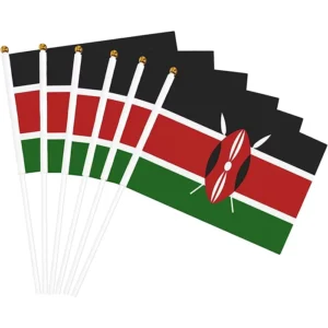 Kenya Small Hand-Waving Flags with Plastic Pole Banner 5.5×8.2in for Competition and Team Activities
