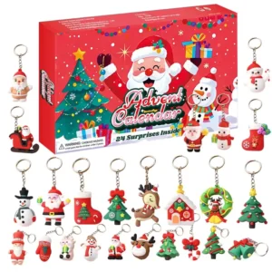 Kids Advent Calendar Box Custom 24 Day Christmas Gift Blind Box With Key Chain Paper Surprise Gift Box for Christmas Decoration