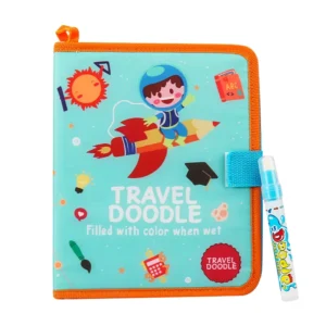 Kids Reusable Water Painting Doodle Book, Oxford Cloth, 6-Page Pad with Pen, Space and Castle Themes